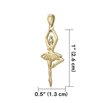 Ballerina Posing Solid Gold Pendant GPD5828 - Jewelry